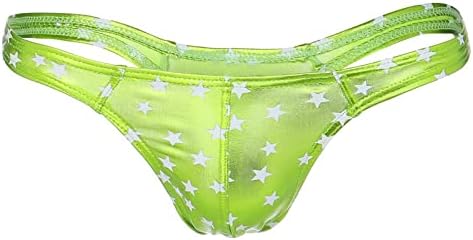 2023 Нови мъжки панталони във формата на звезда с релефни, панталони с ниска тапицерия, Секси Прашки, Меко и Удобно бельо, Бикини, Мъжко бельо Големи размери (Зелен, XL)