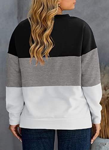 Comxiao/ Дамски Hoody размер Плюс, Всекидневни Пуловер райе с кръгло деколте и цветни блокчета, Блузи, Ризи (1X-5X)