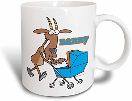 Керамична Чаша 3dRose Смешни Nanny-Goat, Толкающая Количка, Мультяшная, 11 грама, Бяла