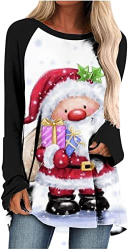 Дамски Коледна Ежедневна Туника, Върховете на Леггинсов, Коледни Блуза с кръгло деколте и Дълъг ръкав, Ризи Свободно