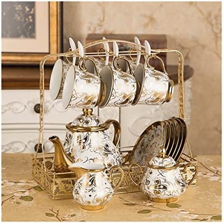 Съвременните Чайници, чайникът, Керамичен чайник със златен модел, набор за приготвяне на чай и чаши, Купа, лъжица, Порцелан