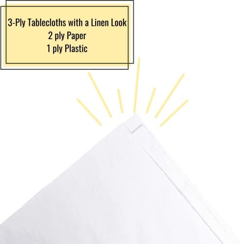 6 Опаковки бели Кръгли хартиени покривки – Хартиени Покривки за маса с размери 82 инча за партита за Еднократна употреба