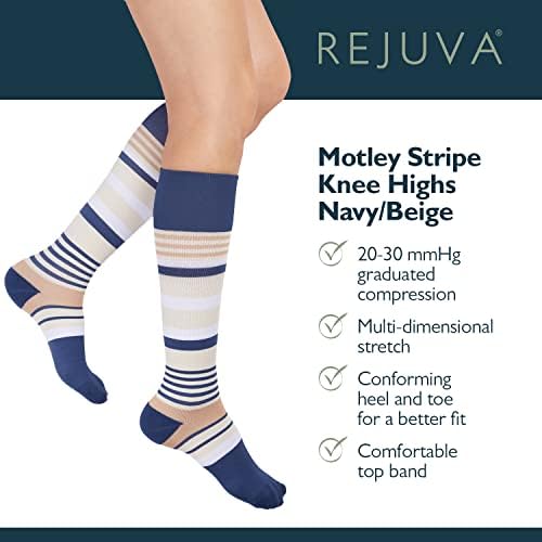 Степен на Компресия чорапи Rejuva в Пеструю ивица от 20-30 мм hg.календар. за Мъже и Жени