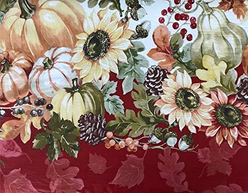 Есенна Покривка с винил подплата фланела Newbridge Bountiful Fall Harvest - Ресни от Тиква, Слънчоглед и листа, Лесна