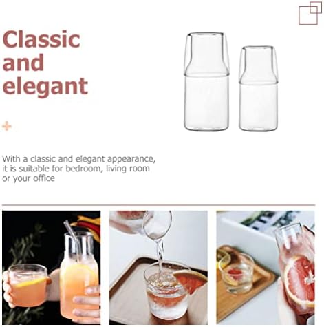 Cabilock Прозрачни Стъклени Бутилки за вода 2 комплекта Нощни Комплект от Чаши За Вода Прозрачна Кана За Вода Стъклена Кана За напитки и Комплект Чаши Стъклена Кана Акс