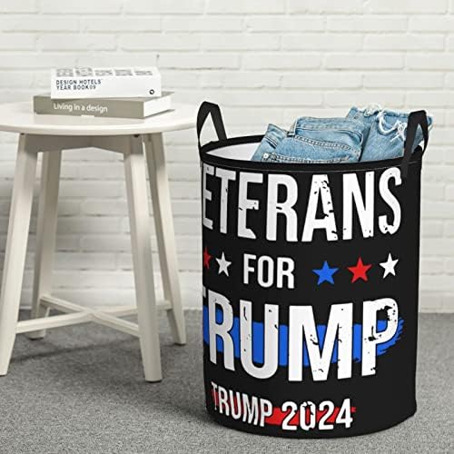 Ветерани За Тръмп 2024 Кошница За Дрехи През Цялата Органайзер За Играчки Сгъваема Чанта За Бельо За Спалня Кошница За