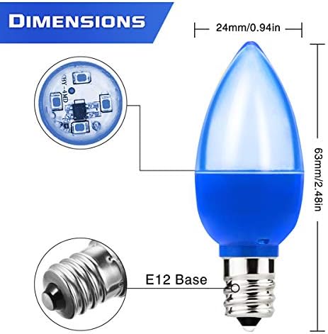 8 Опаковки c7 Led Синя Крушка 1 W Нощна Лампа Мини Led Лампа и Свещници E12 Основен Декор на Сини Крушки или Солна Лампа,