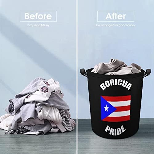 Реколта Boricua Pride пуерторикански Флаг PR Кошница За Дрехи, Сгъваема Висока Кошница за Дрехи с Дръжки Чанта За Съхранение
