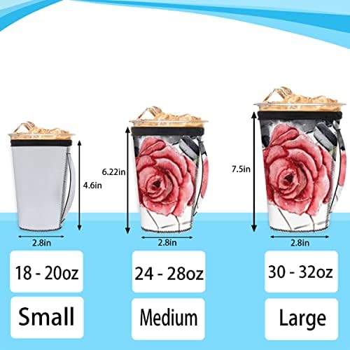 Роза на черно-бели стандарти на здравеопазването Пиано за многократна употреба Чашка за кафе с лед с дръжка от неопрен