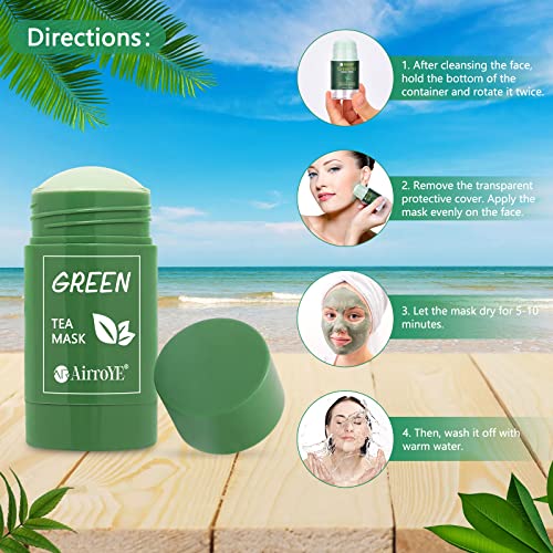 AirroYE Green Tea Mask Stick - Почистваща маска от зелен чай - Маска от зелен чай - Натурални съставки, Дълбоко почиства,