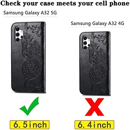 Калъф NKECXKJ Galaxy A32 5G, Дизайн за Samsung Galaxy A32 5G, Калъф с поставка за карти, Поставка за жени, Момичета И