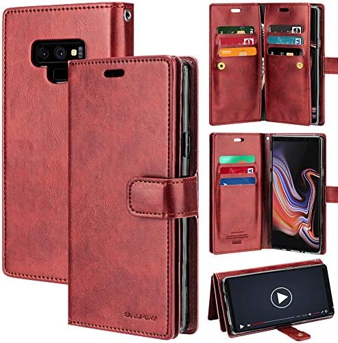 Кожен калъф-портфейл Goospery Mansoor Galaxy Note 9 (2018 г.), двустранен държач за карти [9 слотове за карти, 2 джоба