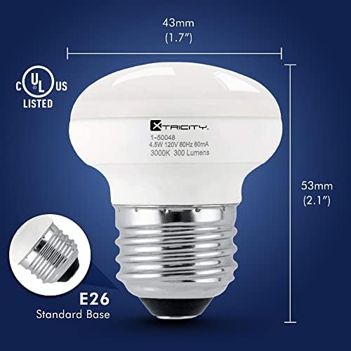 Led лампа Xtricity R14, 4,5 W (еквивалент на 40 W), с регулируема яркост 300 лумена, мек бял цвят 3000 До средна база