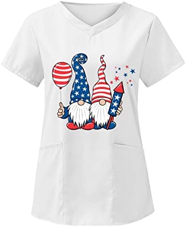 Памучен Дамски Дамски Лятна Тениска С принтом на Деня на Независимостта, Тениска С V-образно деколте, Памучни Женски