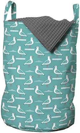 Чанта за дрехи Ambesonne Bird, Ритмична Фигура под формата на Симетрично Разположени Облаци и Чайките в Карикатура стил,