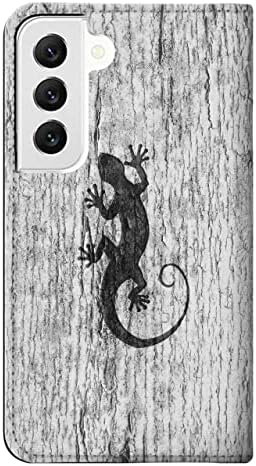 RW2446 Флип калъф от изкуствена кожа с шарени гекон с шарките на дървото за Samsung Galaxy S22