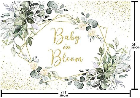 MEHOFOND Baby in Bloom Фон на Листа от Евкалипт Украса за Душата на Детето Банер Бели Цветя, за да проверите За Душата