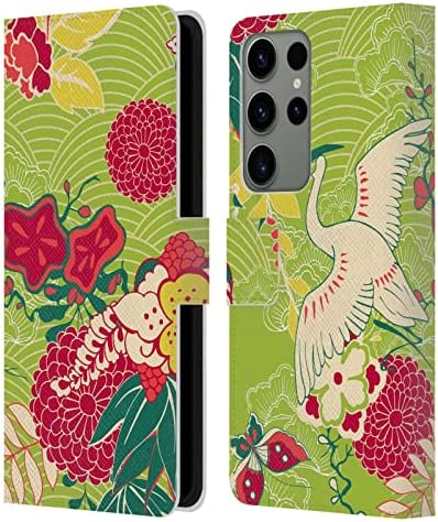 Дизайн на своята практика за главата Официално Лицензиран Haroulita Japanese Bird Птици и Цветя Кожен Калъф-книжка-джобен
