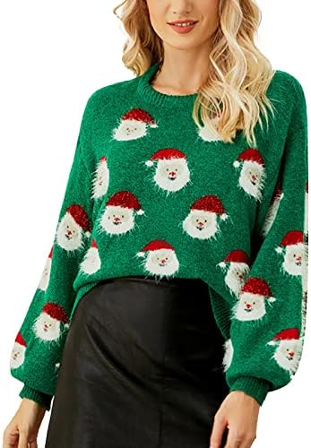 Дамски Пуловери, Пуловер, Обикновен Модел, във Формата на Главата на Дядо Коледа, е Мек през Цялата Силует, Коледен Женски