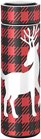 Коледна бутилка за вода Glaphy Deer Животните в Червено-Черна клетка, 17 грама, Без Бисфенол А, Неръждаема Стомана, Изолиран