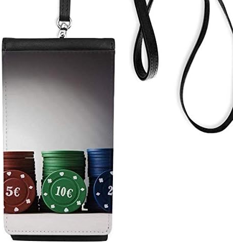 Игра на карти с Чип Хазартни Игри Снимка на Телефона в Чантата си Портфейл Окачен Мобилен Калъф Черен Джоба