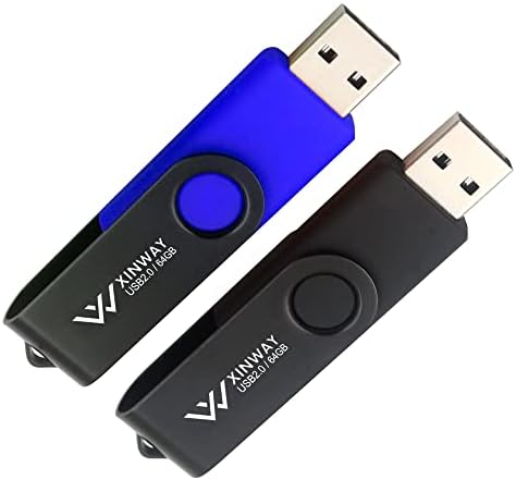 XINWAY 64 GB USB 2.0 Флаш памети Флаш памет Memory Stick Jump Drive Отточна тръба на шарнирна връзка дизайн, (2 опаковки