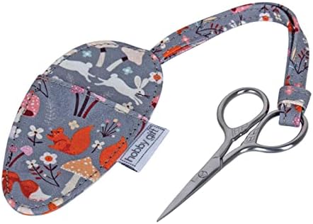 Ножици за бродиране подарък за хоби - Реколта Ножици в Калъф - 5,5 x 11 см - Woodland Гъба