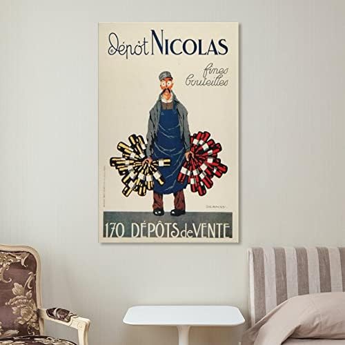 Depot Nicolas Fines Bouteilles Ретро Плакат с храна и напитки, Стенен Художествени Картини, Платно, Стенен Декор, Домашен