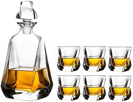Комплект Чаши за уиски Гарафа За Уиски от 7 Теми Кристална Набор от Графинов За уиски Премиум-Клас 750 мл С 6 Чаши 320
