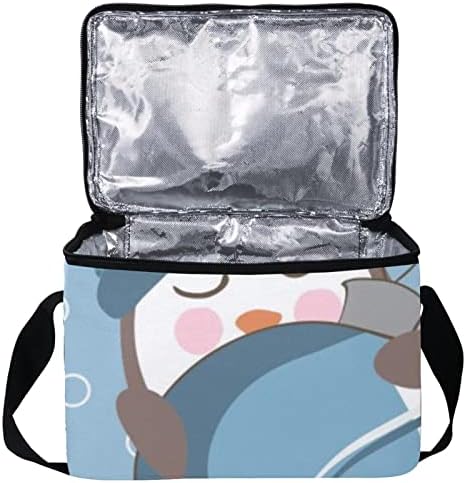 Дамски Чанта за обяд GUEROTKR, Кутия за Обяд за мъже, Дамски Кутия за Обяд, абстрактен синьо модел снежен човек