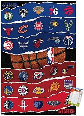 Тенденции на Международната лига на НБА -Стенен плакат Logos 21, 22.375 x 34, Версия без рамка