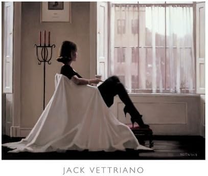 in Thoughts of You by Jack Vettriano Плакат за художествен печат Romance Love Windows, Общият размер: 31,5x23,5, размер