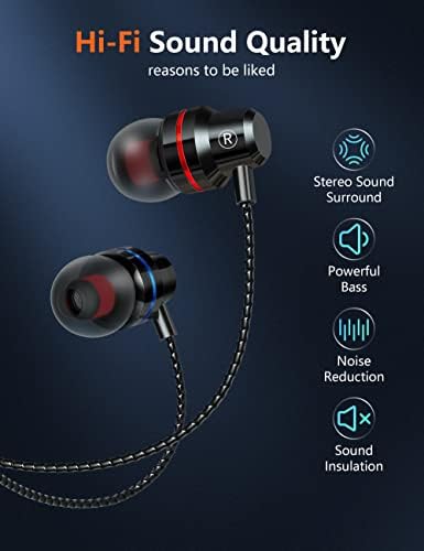 Жични слушалки Arsvita ушите с шумопотискане, дълбоко басовым стерео звук, регулатор на силата на звука и са съвместими