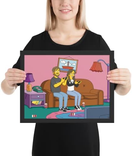 Плакат с Симпсонами в рамка Плакат с портрет на семейство Симпсън на поръчка, Плакат с портрет на the Simpsons, в рамката
