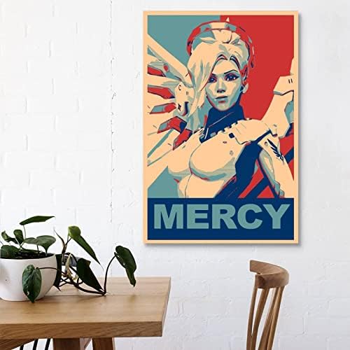 Плакат ZNO Overwatch Mercy Декоративна Живопис на Платното за монтаж на стена Арт Плакати За Хола Картина за Спални 12x18