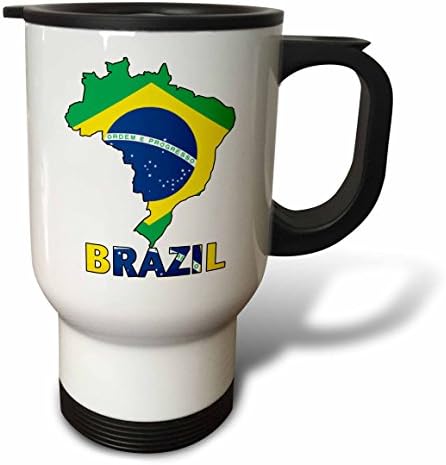 3 Чаша за пътуване с образа на бразилския хартата на картата и букви Бразилия, 14 грама, Неръждаема стомана