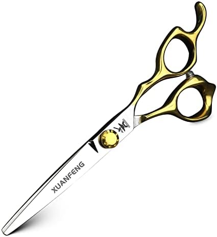 Ножици за коса XUANFENG със Златна дръжка от стомана 9cr18 със Златни винтове 6-инчов Фризьорски ножици за Подстригване
