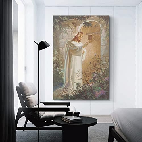 Исус Чука на вратата Картина на Исус Христос Плакат Картина на Платното за Печат Стенно Изкуство Домашна стая D Печат