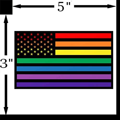 Стикер върху Бронята за гей-парада с Розови флага - на ЛГБТ-Q-IA Stars & Stripes Vinyl Стикер Премиум-клас 5x3 инча |